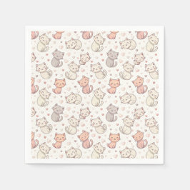 Süßes Chibi-Katzen-Muster - Kinder Kawaii Kätzchen Serviette
