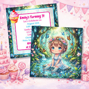 Süßes Chibi-Mädchen auf einer Geburtstagsfeier im  Einladung