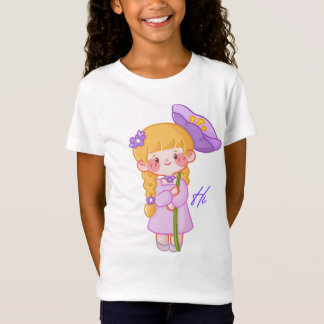 Süßes Chibi-Mädchen mit lila Hut T-Shirt | Kawaii