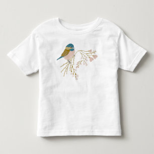 Süßes Chickadee Floral Pink Gold Motif Kleinkind T-shirt
