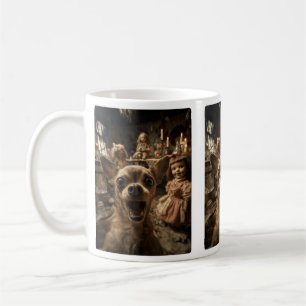 Süßes Chihuahua-Selfie mit gruseligen Puppen Gruse Kaffeetasse
