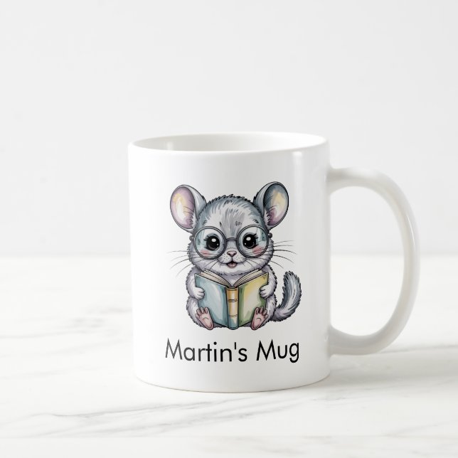 Süßes Chinchilla liest Buch individuell Kaffeetasse (Rechts)