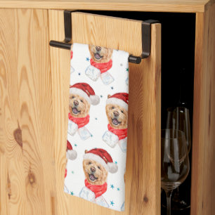 Süßes Chow-Chow-Hund-Weihnachtsmuster Geschirrtuch