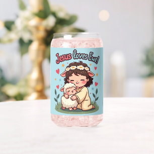 Süßes christliches "Jesus liebt Dich" Pastell-Desi Dosenglas