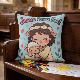 Süßes christliches "Jesus liebt Dich" Pastell-Desi Kissen