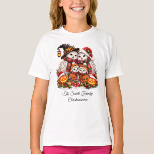 Süßes Christmasween-Schneeeulen-Familien-Winterfes T-Shirt