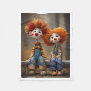 Süßes Clown-Paar auf Bank Kuschel-Fleece-Decke Fleecedecke