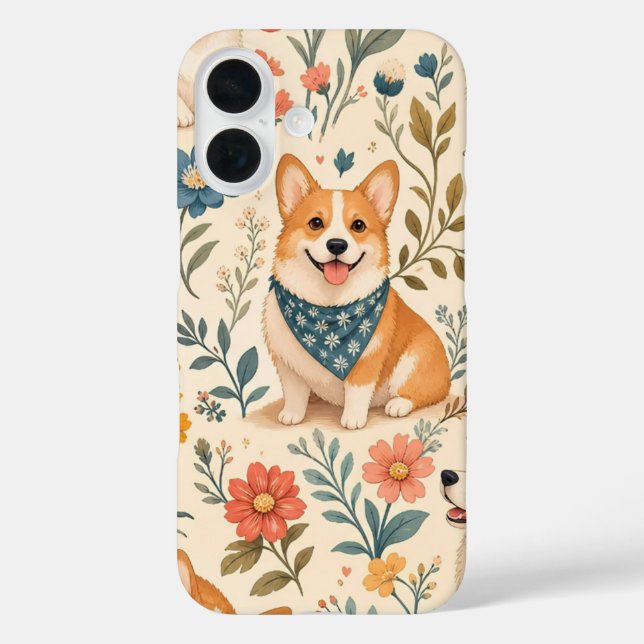 Süßes Corgi-Blumengarten-Muster Case-Mate iPhone Hülle (Rückseite)