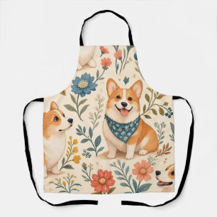 Süßes Corgi-Blumengarten-Muster Schürze