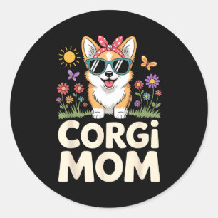 Süßes Corgi-Design für Frauen Mädchen Mutter Hund Runder Aufkleber