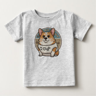 Süßes Corgi-„Ich liebe Knochen“-Shirt Baby T-shirt