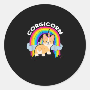 Süßes Corgicorn _ Einhorn Regenbogen _ Corgi Besit Runder Aufkleber