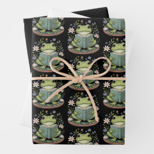 Süßes Cottagecore-Blumen-Frosch-Ästhetik-Natur Geschenkpapier Set