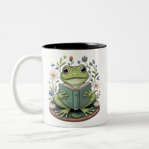 Süßes Cottagecore-Blumen-Frosch-Ästhetik-Natur Zweifarbige Tasse