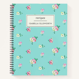 Süßes Cottagecore-Blumenmuster Blaue Personalisier Notizbuch