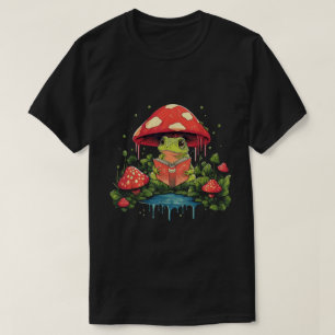 Süßes Cottagecore-Frosch Lesen Unter Pilz T-Shirt