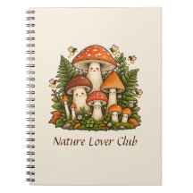 Süßes Cottagecore-Pilz-Familien-Spiralheft