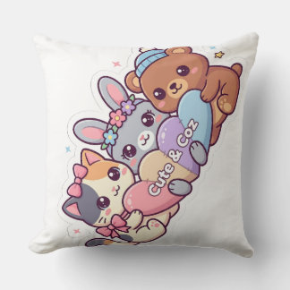 Süßes & Coz Kawaii-Tier-Trio Pastell-Wurfkissen Kissen