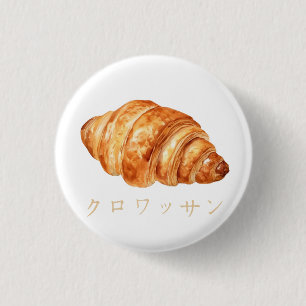 Süßes Croissant Japanisches Textdesign Button