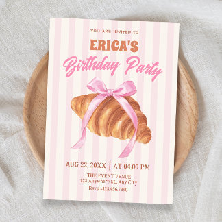 Süßes Croissant-Schleifen-Geburtstag Einladung
