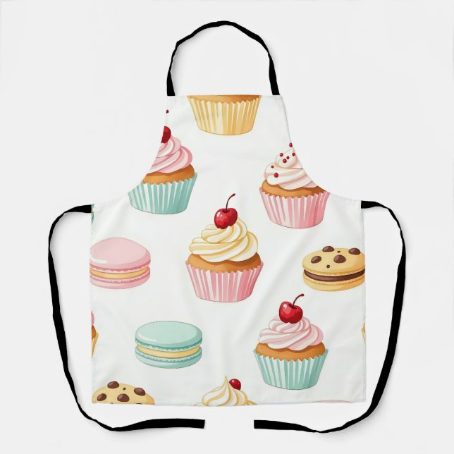 Süßes Cupcake-Macaron-Muster Schürze (Vorderseite)