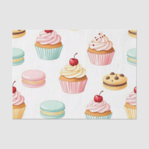 Süßes Cupcake-Macaron-Muster Seidenpapier