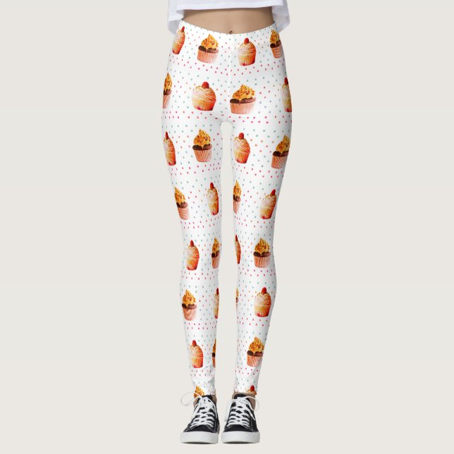 Süßes Cupcakes Custom Leggings (Vorderseite)