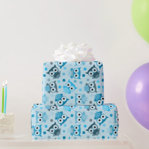 Süßes cyanfarbenes bunter Eulenmuster Geschenkpapier