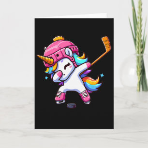 Süßes Dabbing-Einhorn-Eishockey-Mädchen Lustiges E Karte