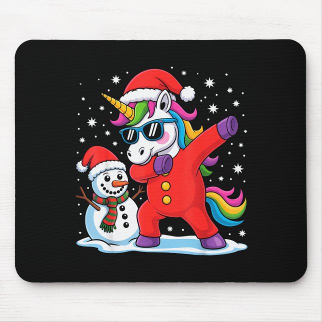 Süßes Dabbing-Einhorn Lustiger Weihnachtsmann-Schn Mousepad (Vorne)