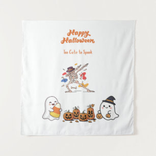Süßes Dabbing-Skelett Kawaii Halloween-Geister Wandteppich