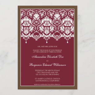 Süßes Damast-Spitze-12x18, das Einladung Wedding