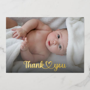 Süßes Dankeschön Herz Neue Babyparty Benutzerfoto Folieneinladung