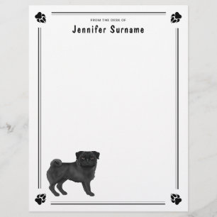 Süßes Design mit schwarzem Mops-Hund Briefbogen