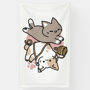 Süßes Design mit spielenden Katzen – Lustige Pfote Banner