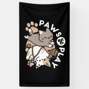 Süßes Design mit spielenden Katzen – Lustige Pfote Banner