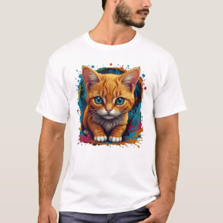 Süßes Design-T-Shirt mit schwarzer Katze T-Shirt