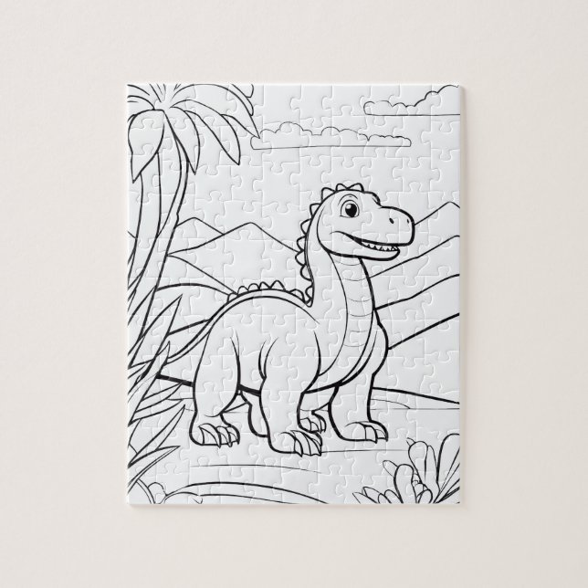Süßes Dinosaurier-Dschungel-Tier-Farben-Puzzle Puzzle (Vertikal)