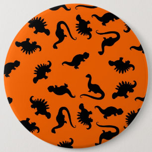 Süßes Dinosaurier-Muster auf Orange Button