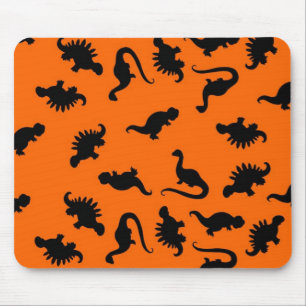 Süßes Dinosaurier-Muster auf Orange Mousepad