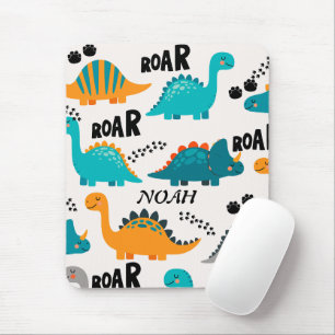 Süßes Dinosaurier-Muster mit individuellem Monogra Mousepad