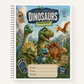 Süßes Dinosaurier-Notizbuch-Cover | Premium-Kinder Notizbuch