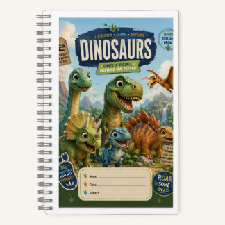 Süßes Dinosaurier-Notizbuch-Cover | Premium-Kinder Notizbuch