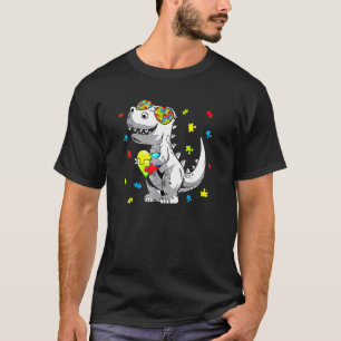 Süßes Dinosaurier-Puzzleteil Kleinkind Jungen Auti T-Shirt
