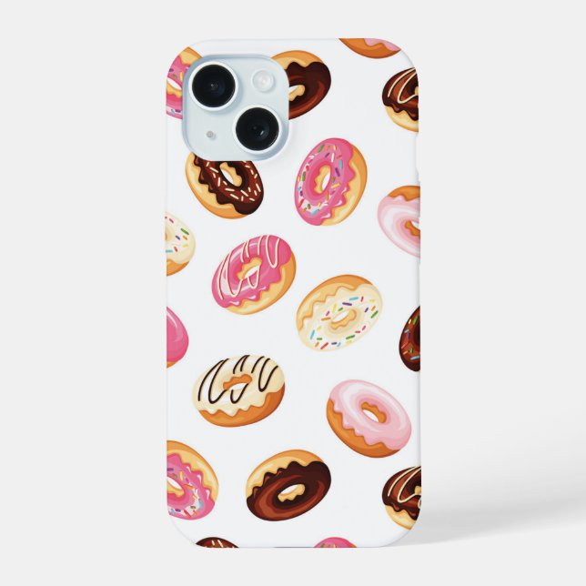 Süßes Donut-Muster iPhone 15 Hülle (Rückseite)
