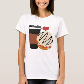 Süßes Donut- und Kaffee-Paar Valentinstag-Design T-Shirt