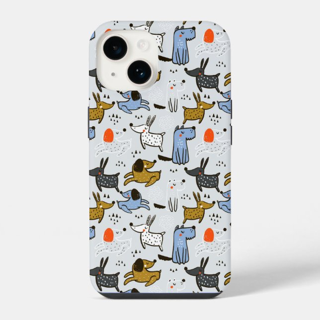 Süßes Doodle-Hund-Muster iPhone Hülle (Rückseite)