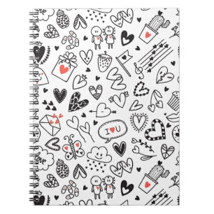 Süßes Doodle-Liebe-Notizbuch-Journal Notizblock