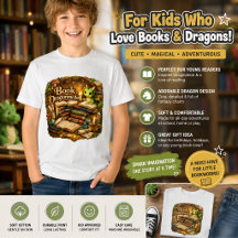 Süßes Drachen-Buchliebhaber-Kinder-T-Shirt | Fanta