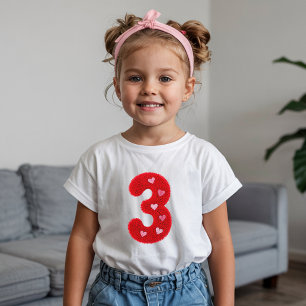 Süßes Drittjähriges Geburtstag Mädchen Herzen   Ro T-Shirt